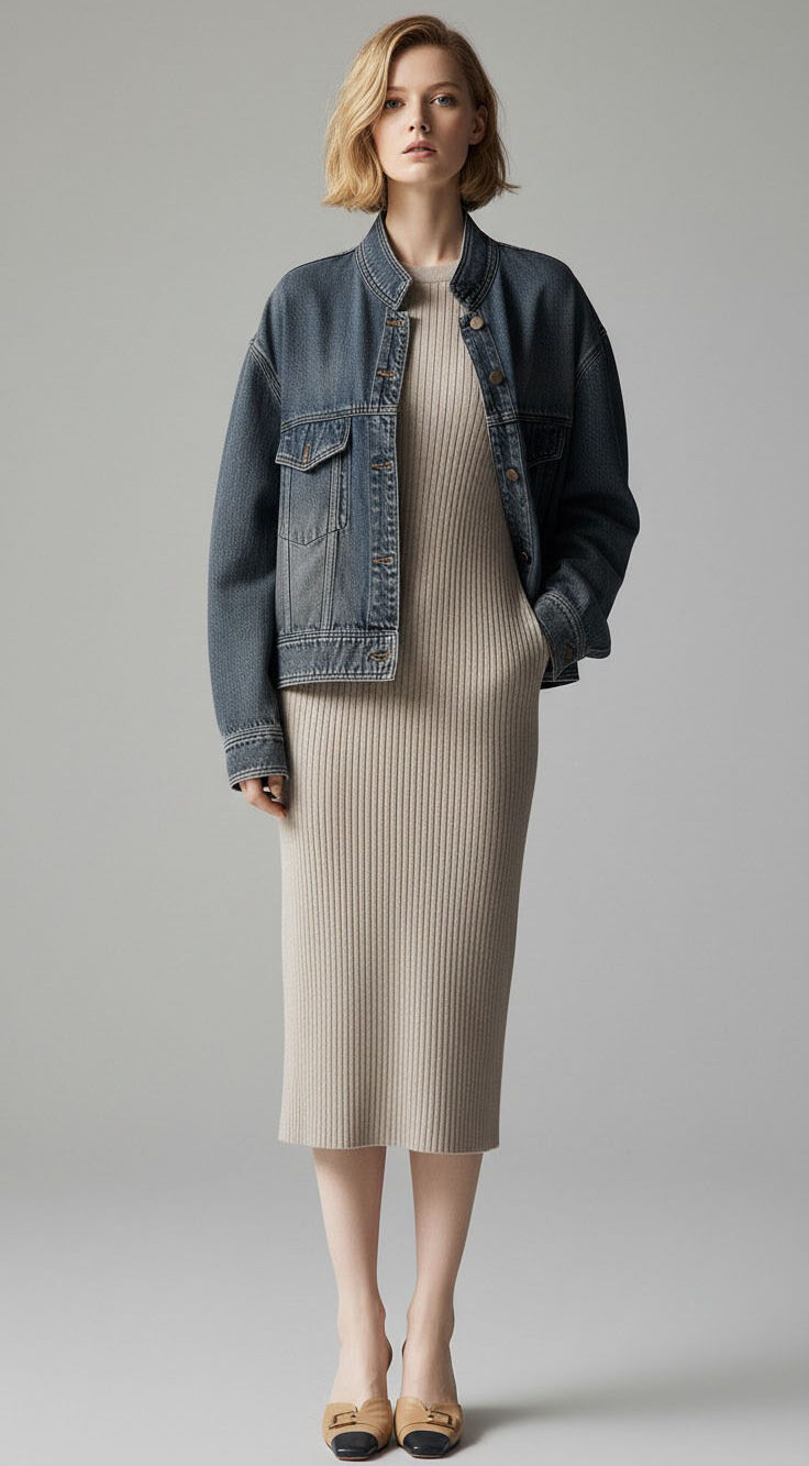 Dark Wash Denim Jacket in Casual Versatile Styling