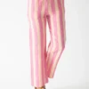 100% linen yarn - dyed pink and white striped set including a tank top and pants, casual and comfortable design