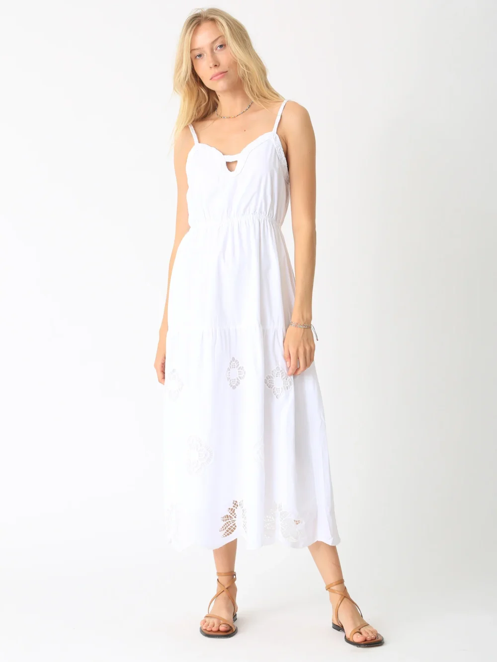 100 - cotton - embroidered - spaghetti - strap - maxi - dress - white.webp 100% Cotton Embroidered Spaghetti - Strap Maxi Dress in Elegant Styling