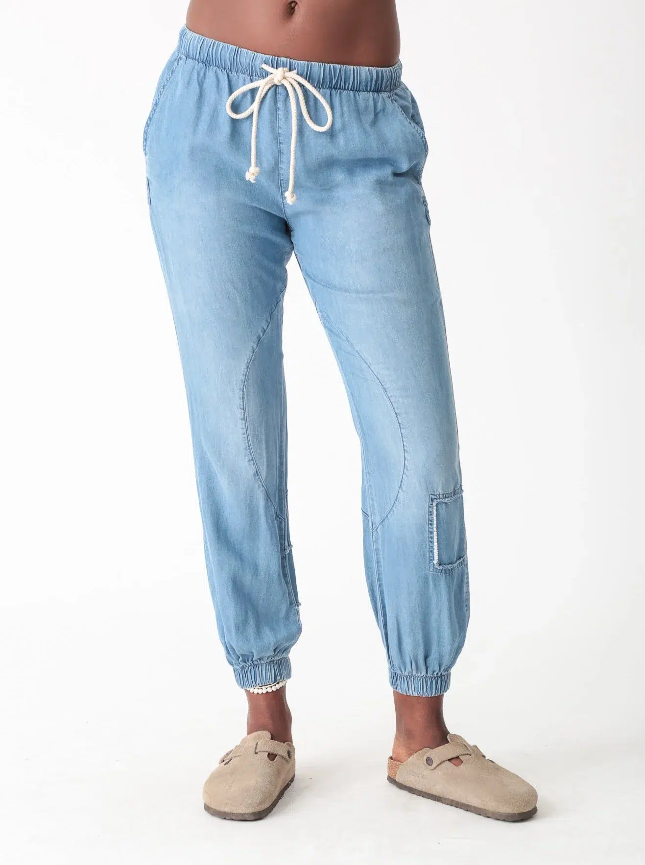 Light blue denim jogger pants