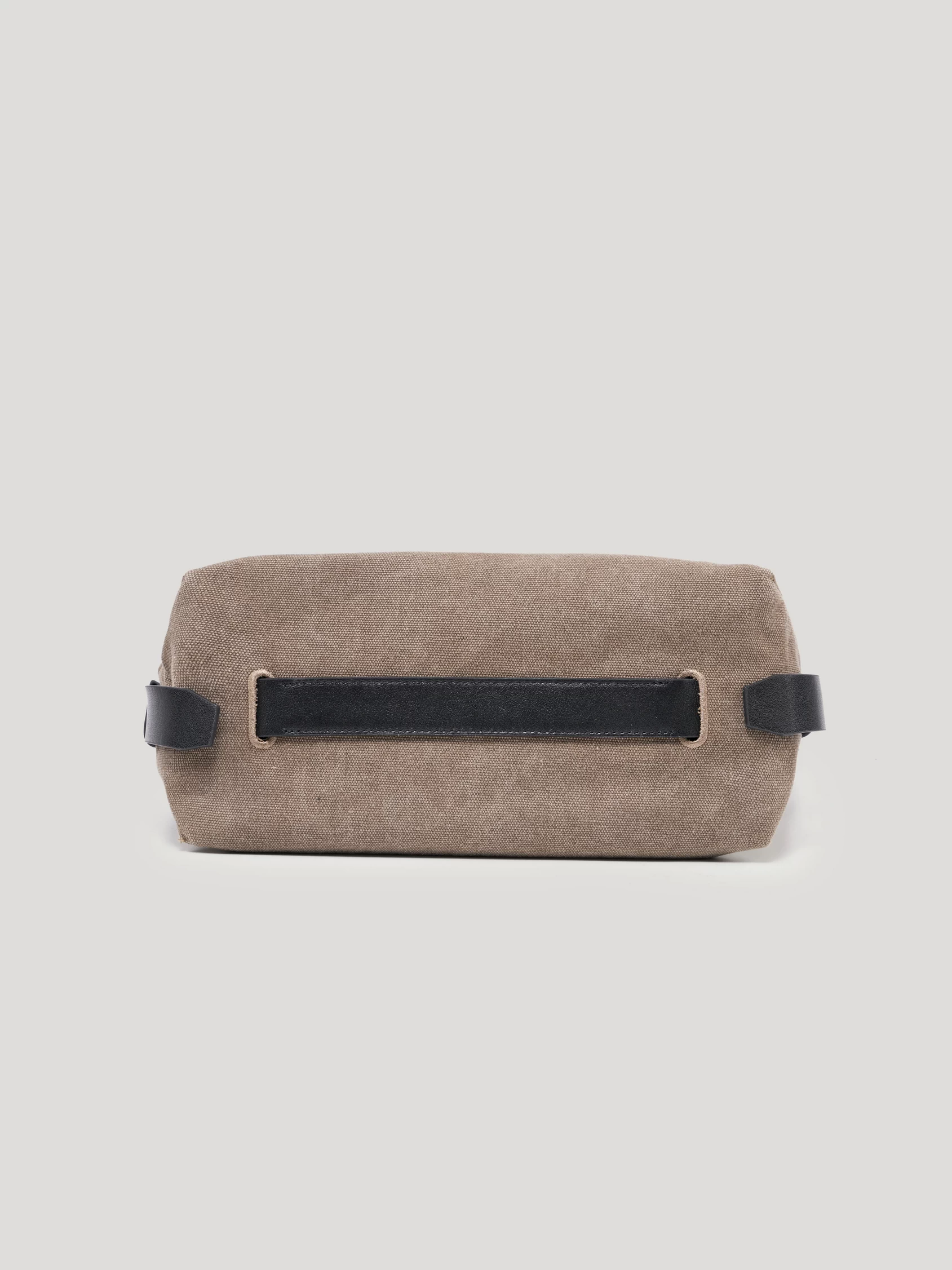 Washed canvas hobo shoulder bag with adjustable black leather strap, minimalist vintage daily handbag