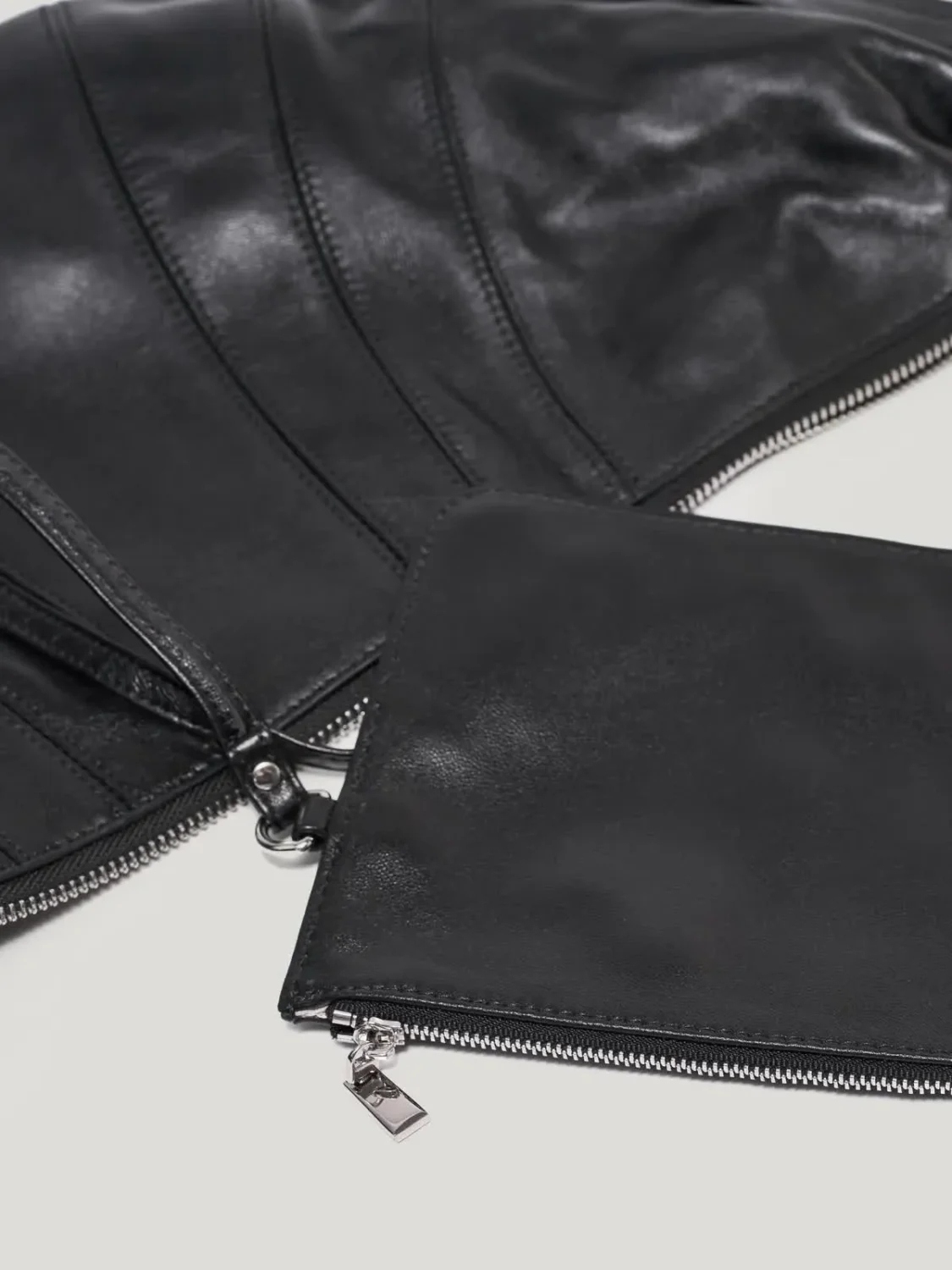 Leather Crossbody Bag angle view, professional studio photography, gray background, 3:4 ratio, handmade leather crossbody bag, 3Nice 3NiceClothing
