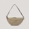 Canvas Shoulder Bag hardware detail, professional studio photography, gray background, 3:4 ratio, handmade canvas shoulder bag, 3Nice 3NiceClothing