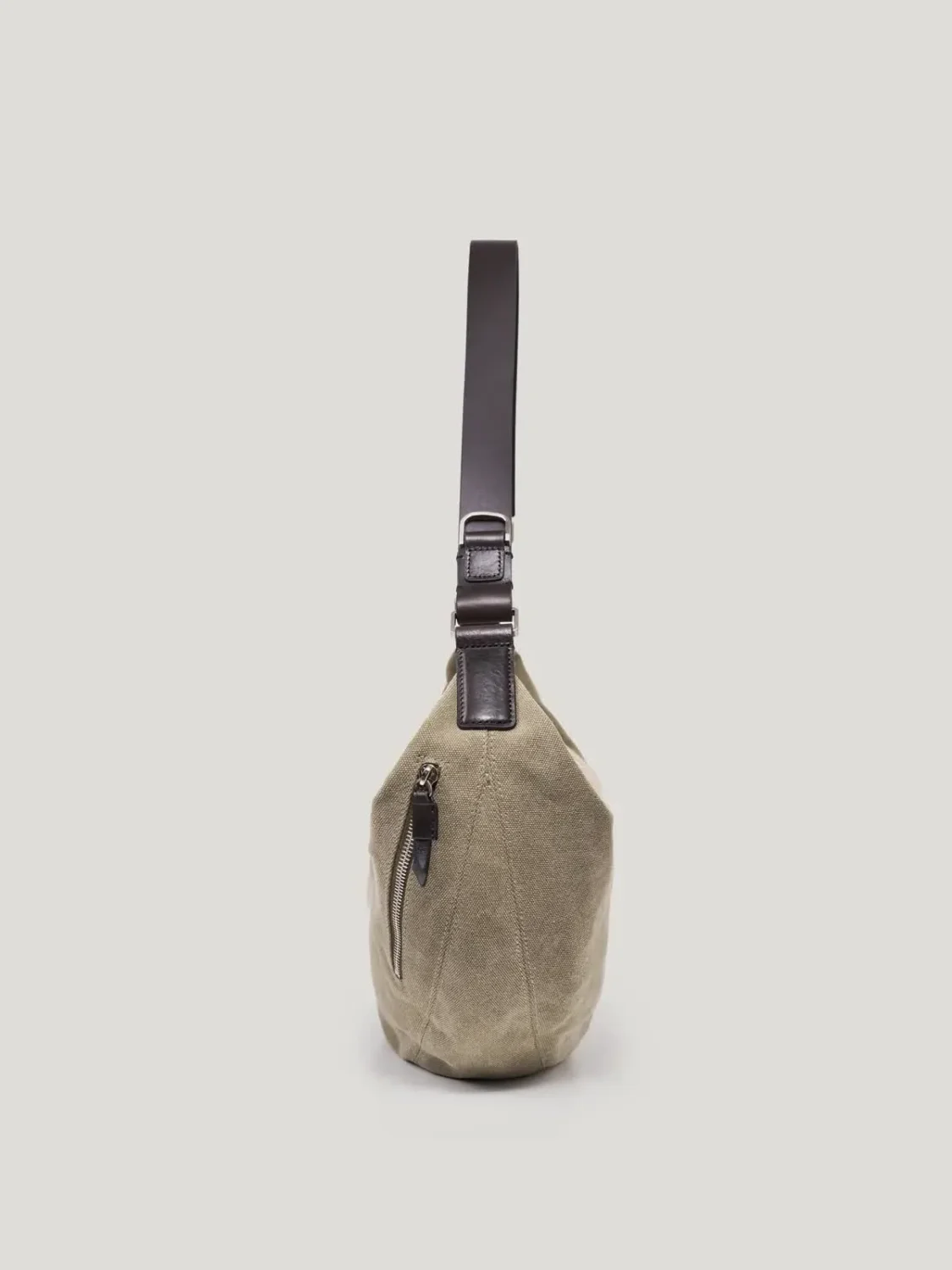 Canvas Shoulder Bag bottom view, professional studio photography, gray background, 3:4 ratio, handmade canvas shoulder bag, 3Nice 3NiceClothing