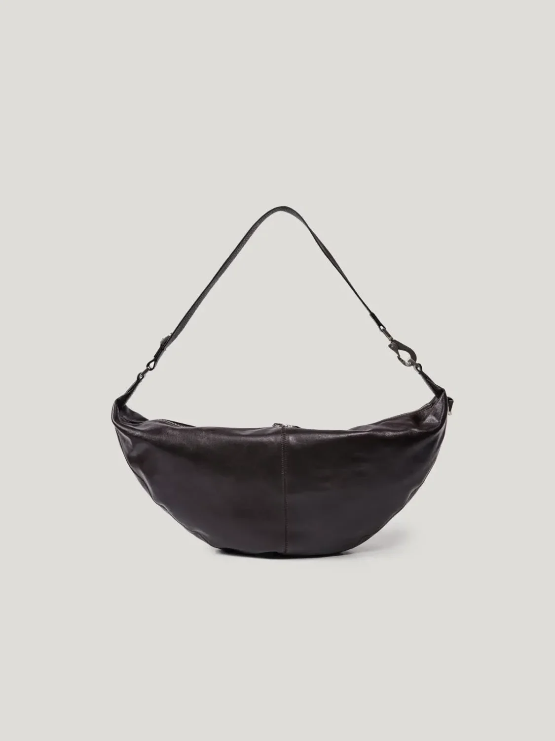 Leather Shoulder Bag top view, professional studio photography, gray background, 3:4 ratio, handmade leather shoulder bag, 3Nice 3NiceClothing