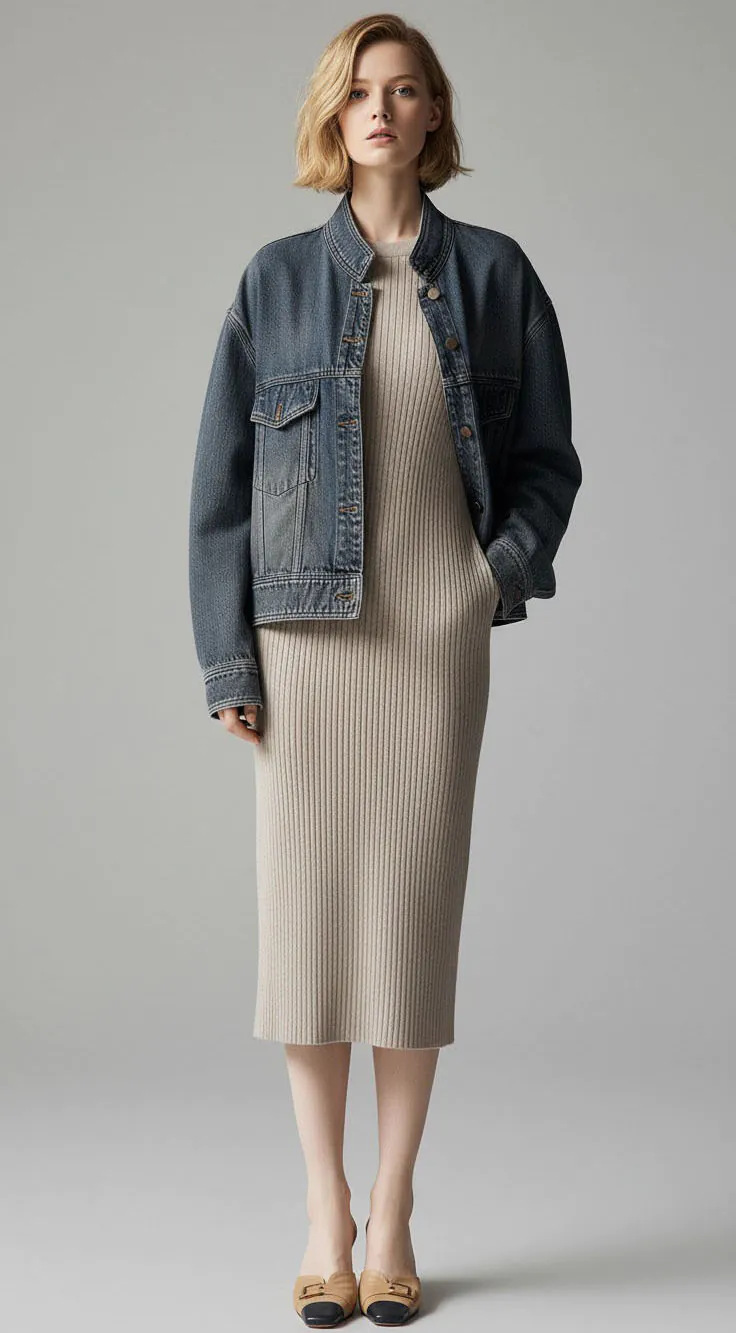 Dark Wash Denim Jacket in Casual Versatile Styling