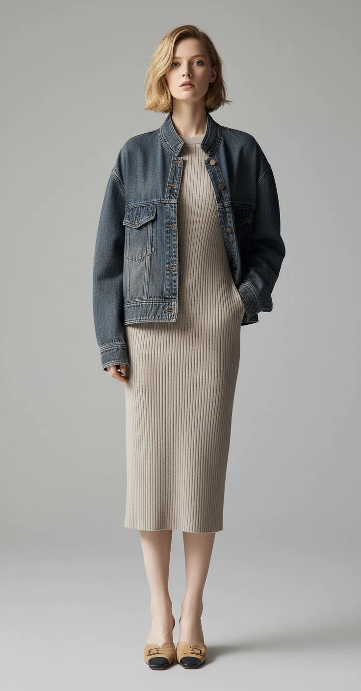 Dark Wash Denim Jacket in Casual Versatile Styling