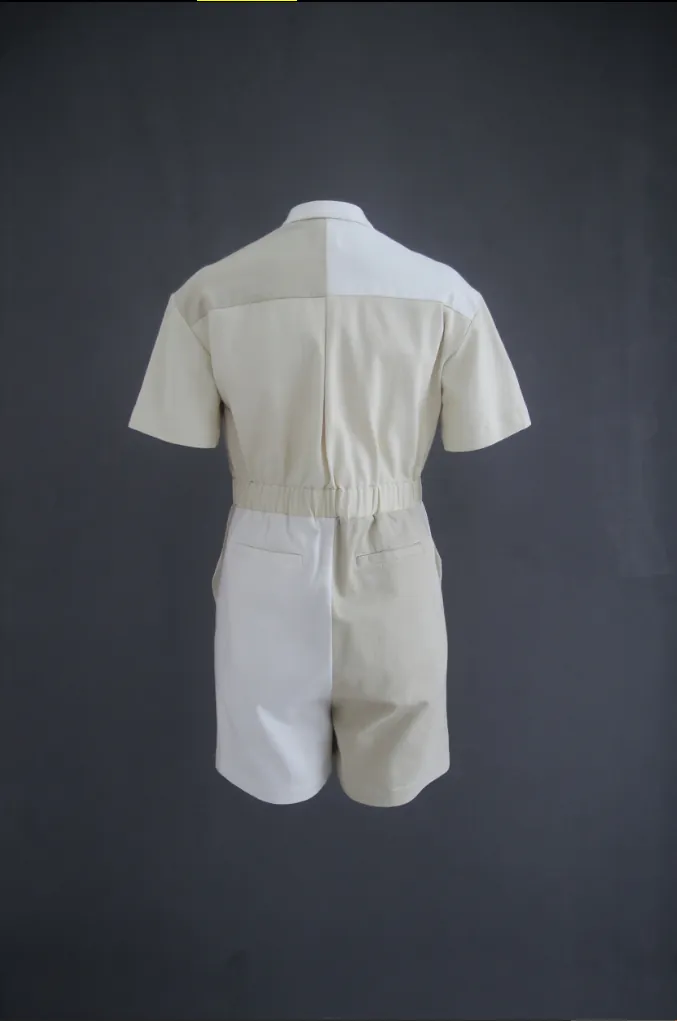 Dyed patchwork romper (back product view)