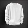 Display of crisp white crew - neck sweatshirt
