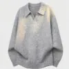 Display of gray polo - collar sweater
