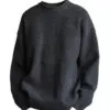 dark-gray-textured-crew-neck-sweater-display.jpg Display of dark gray textured crew - neck sweater