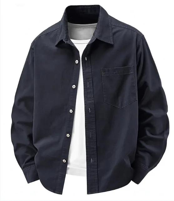 Display of dark blue button - front shirt