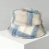 blue-white-plaid-fuzzy-bucket-hat.jpg Blue and white plaid fuzzy bucket hat